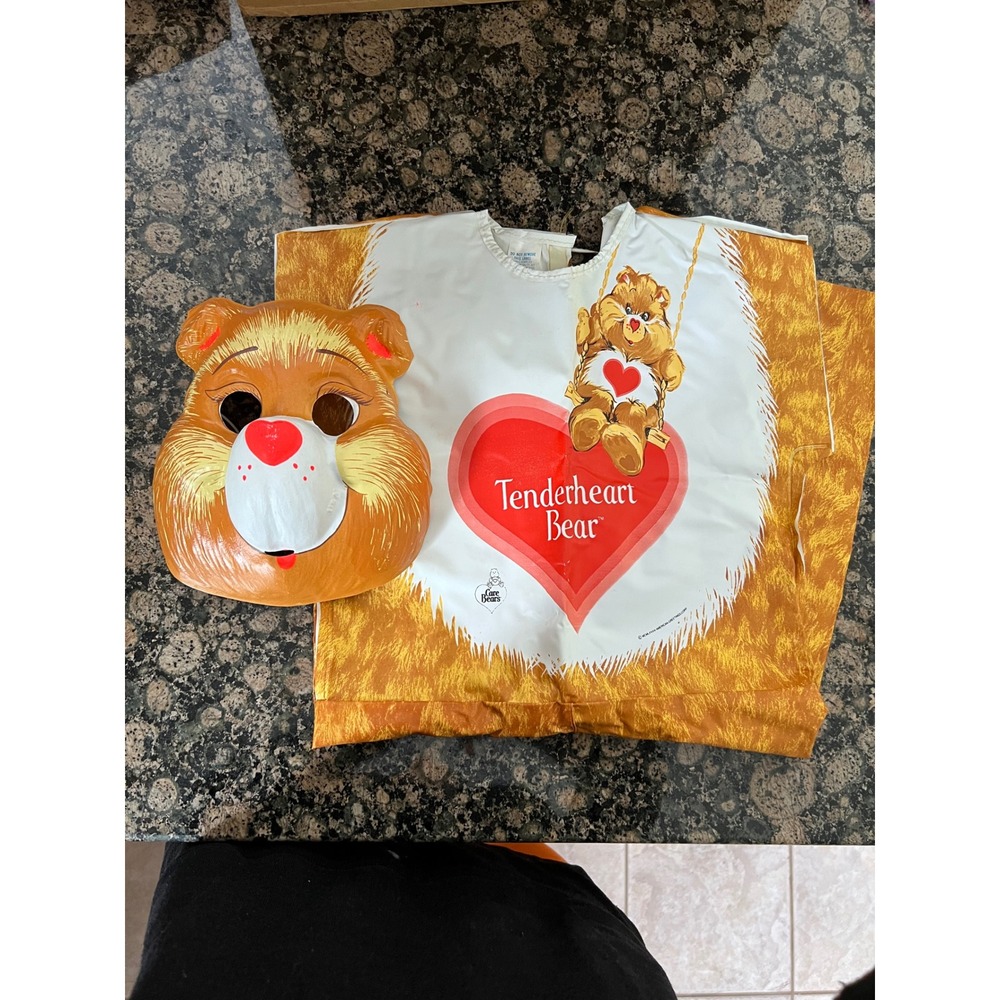 Vintage 1983 Ben Cooper Care Bears Tenderheart Bear Costume Mask Smock Size 2-3